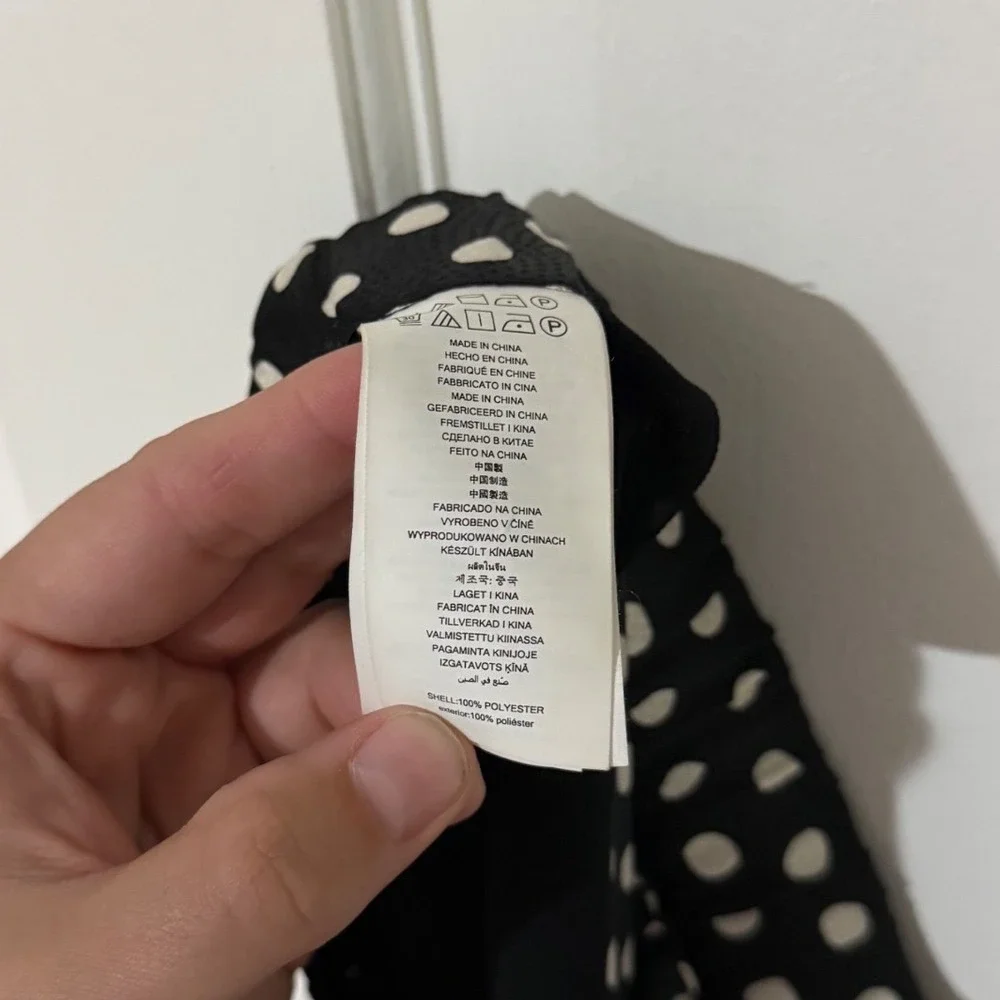 Michael Kors Black White Polka Dot Wide Leg Elastic Waist Pants Womens Large